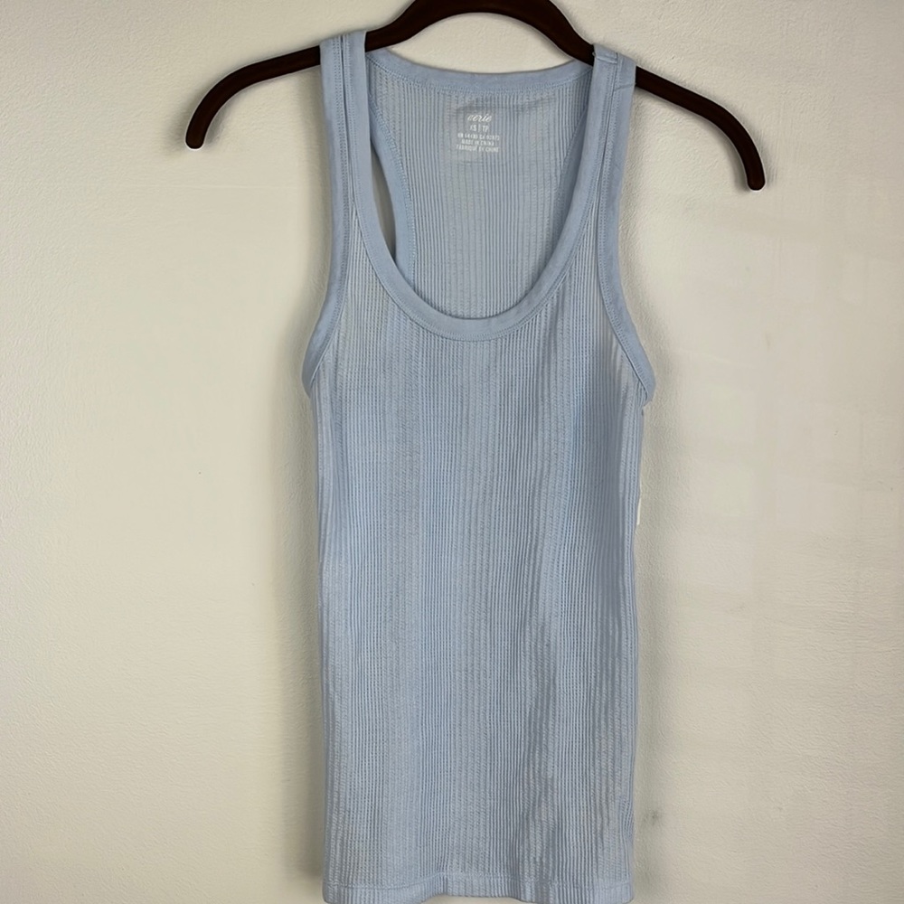 NWT aerie women’s light blue ribbed tank. Size XS